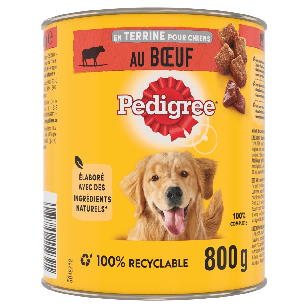Pedigree® Boîtes En Terrine Pour Chien Adulte Au Bœuf 800g