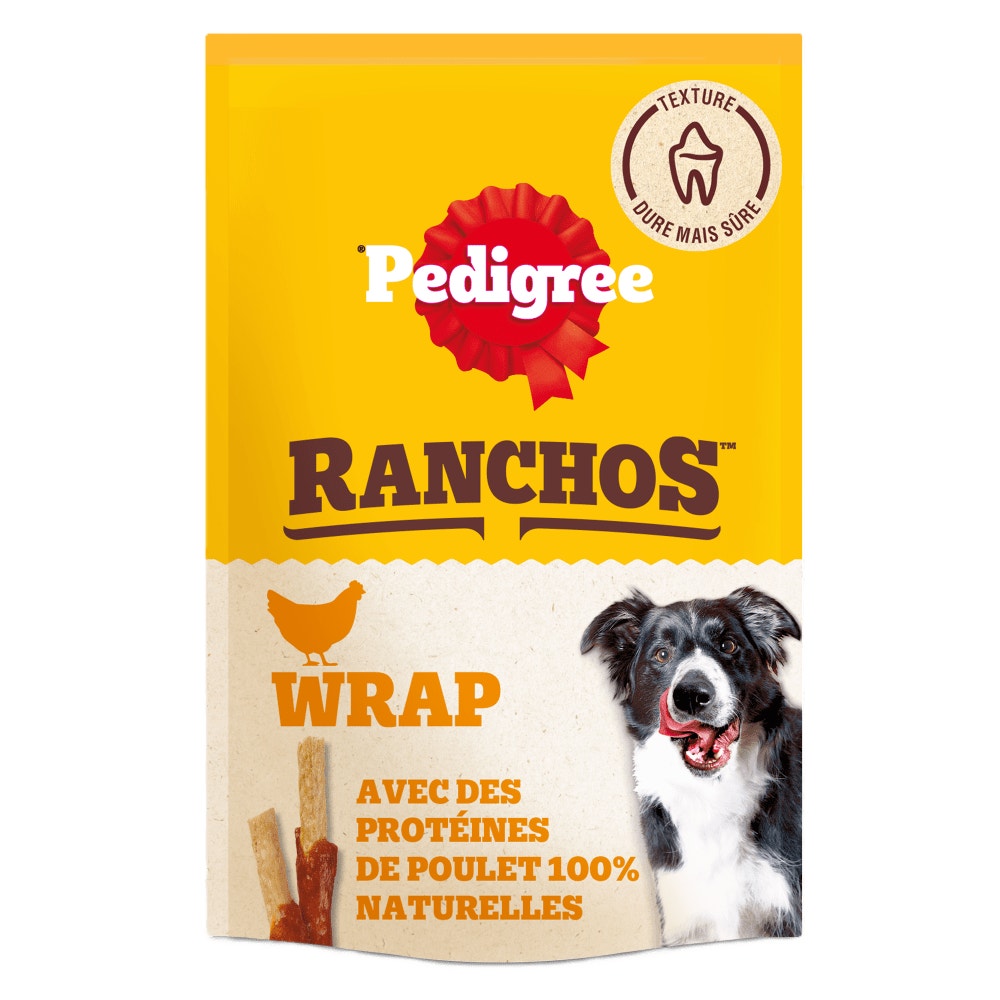 PEDIGREE® RANCHOS™ Wrap Bâtonnets Au Poulet, Au Canard et À la Dinde Récompenses Pour Chien Adulte 8x60g