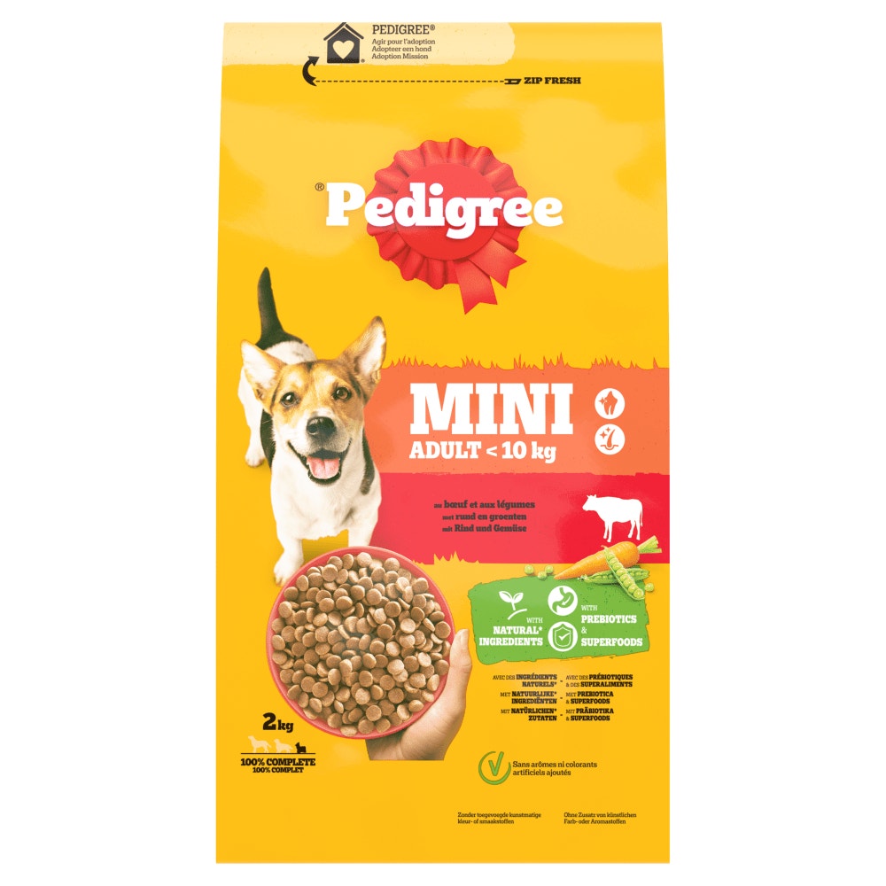 Pedigree® Croquettes Au Bœuf et Aux Légumes Pour Petit Chien Adulte jusqu'à 10kg, 2kg