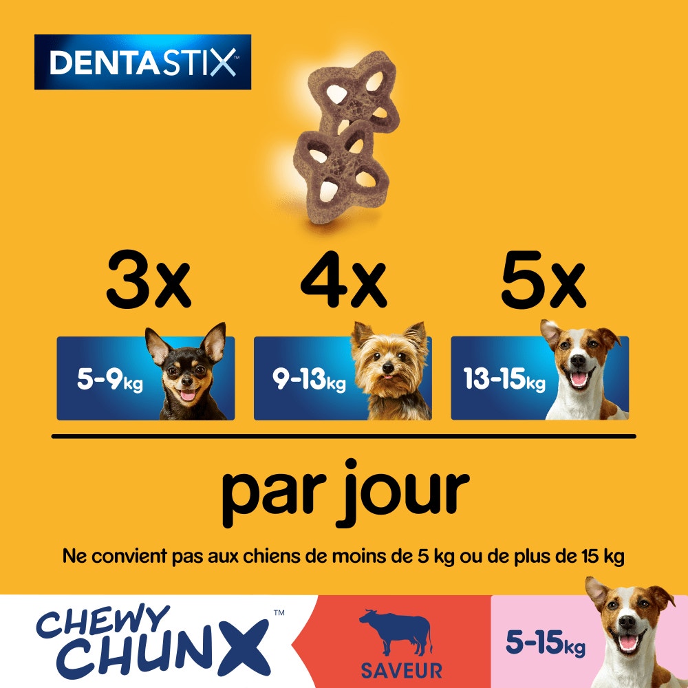 Pedigree® DENTASTIX™ Chewy Chunx Saveur Boeuf Pour Chiens De 5 À 15kg, 68g