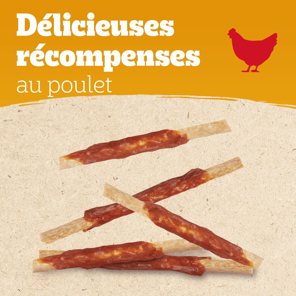 PEDIGREE® RANCHOS™ Wrap Bâtonnets Au Poulet, Au Canard et À la Dinde Récompenses Pour Chien Adulte 8x60g
